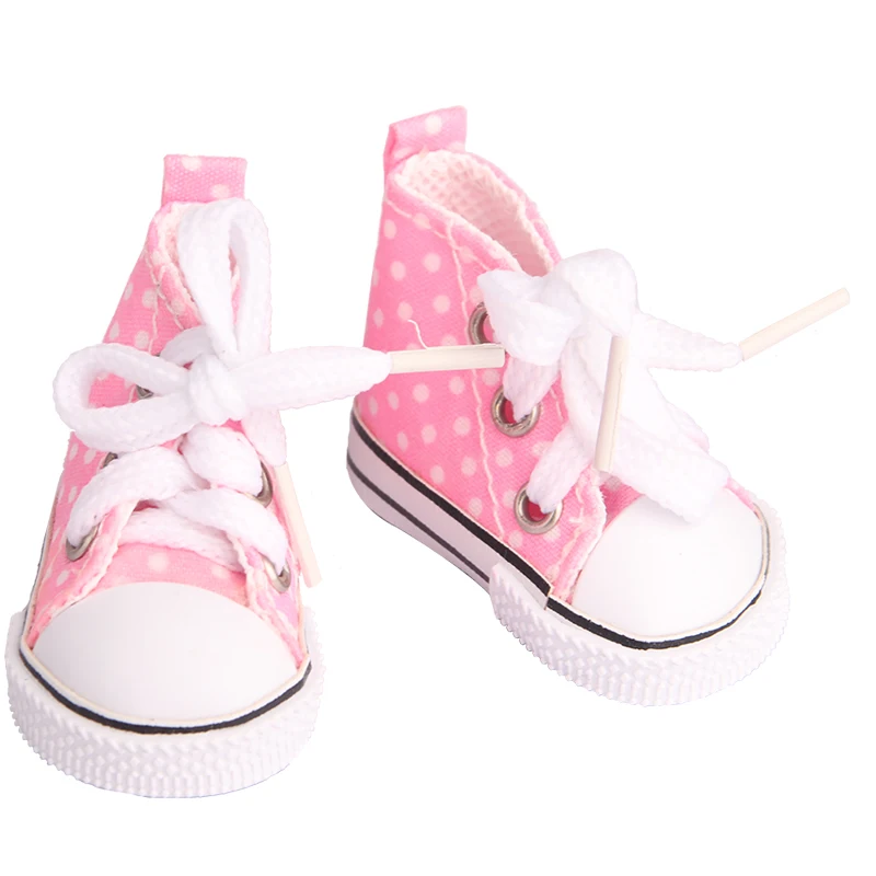 Zapatos de lona de 5cm para muñeca EXO Nancy hechos a mano, Mini zapatos de lona con puntos de 12 colores, zapatillas de deporte para DIY, muñeca rusa de algodón, el mejor regalo para niña