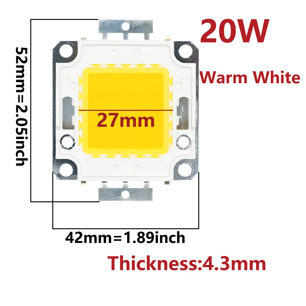 1 Uds COB LED Chip 10W 20W 30W 50W Chips de bombilla para foco reflector jardín cuadrado luz integrada cuentas LED Blanco/cálido