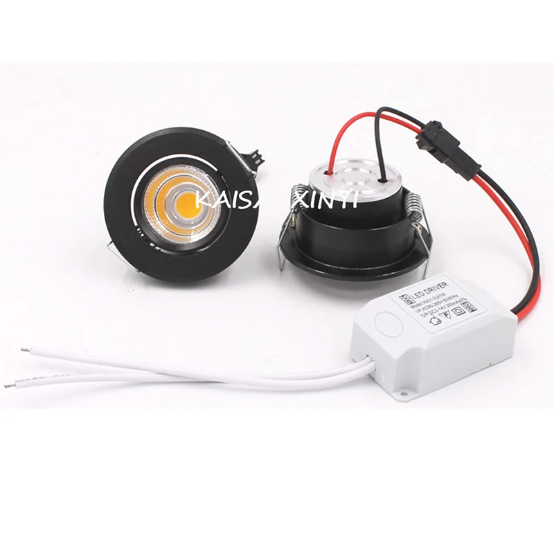 1/5 Uds. Luz LED empotrable de techo regulable redonda de aluminio 3W AC90-260V bombilla Led empotrable COB con controlador