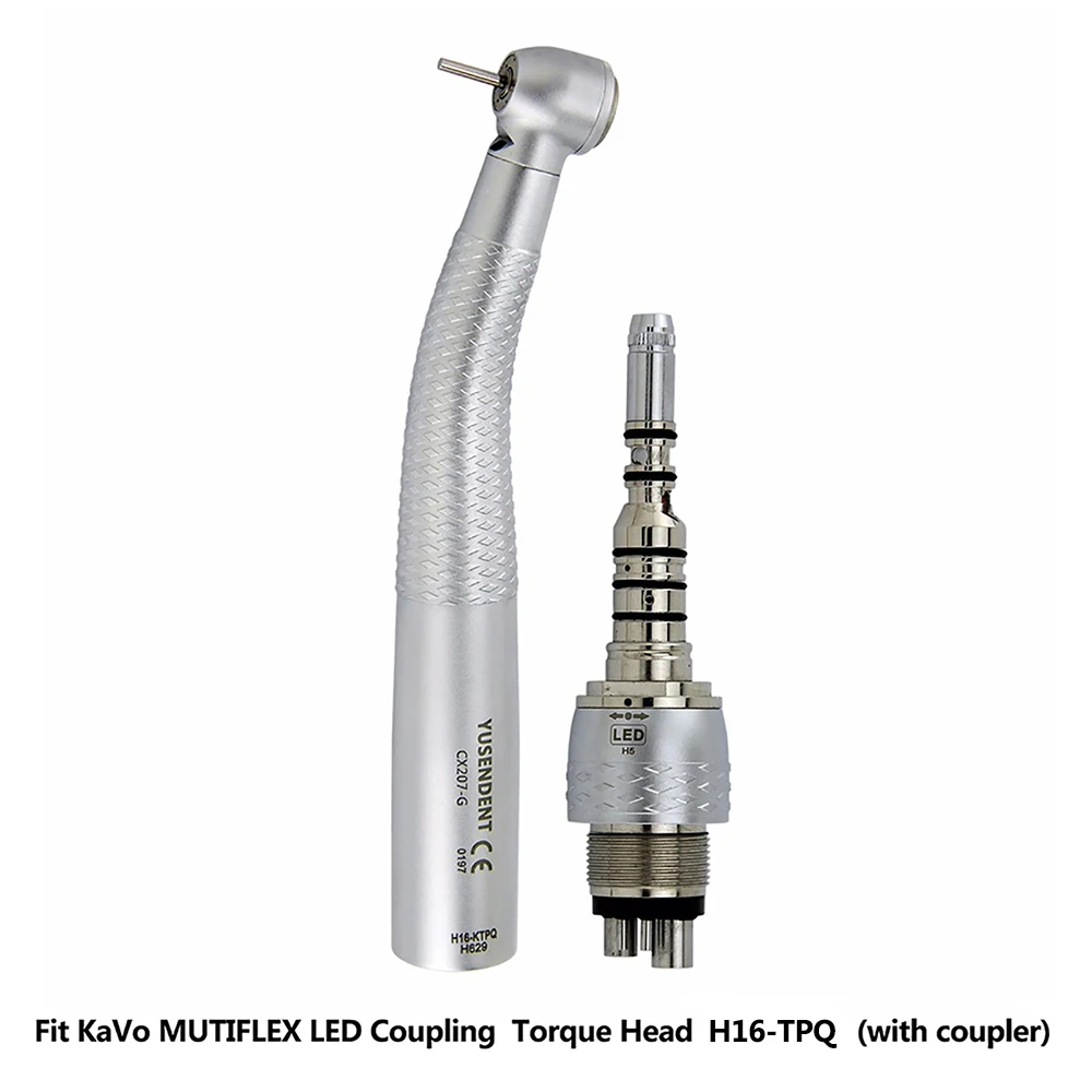 COXO Dental Pieza de mano de alta velocidad con fibra óptica LED CX207-G, Acoplamiento de turbina de aire, Acoplador/adaptador M6, Herramientas de Odontología YUSENDENT