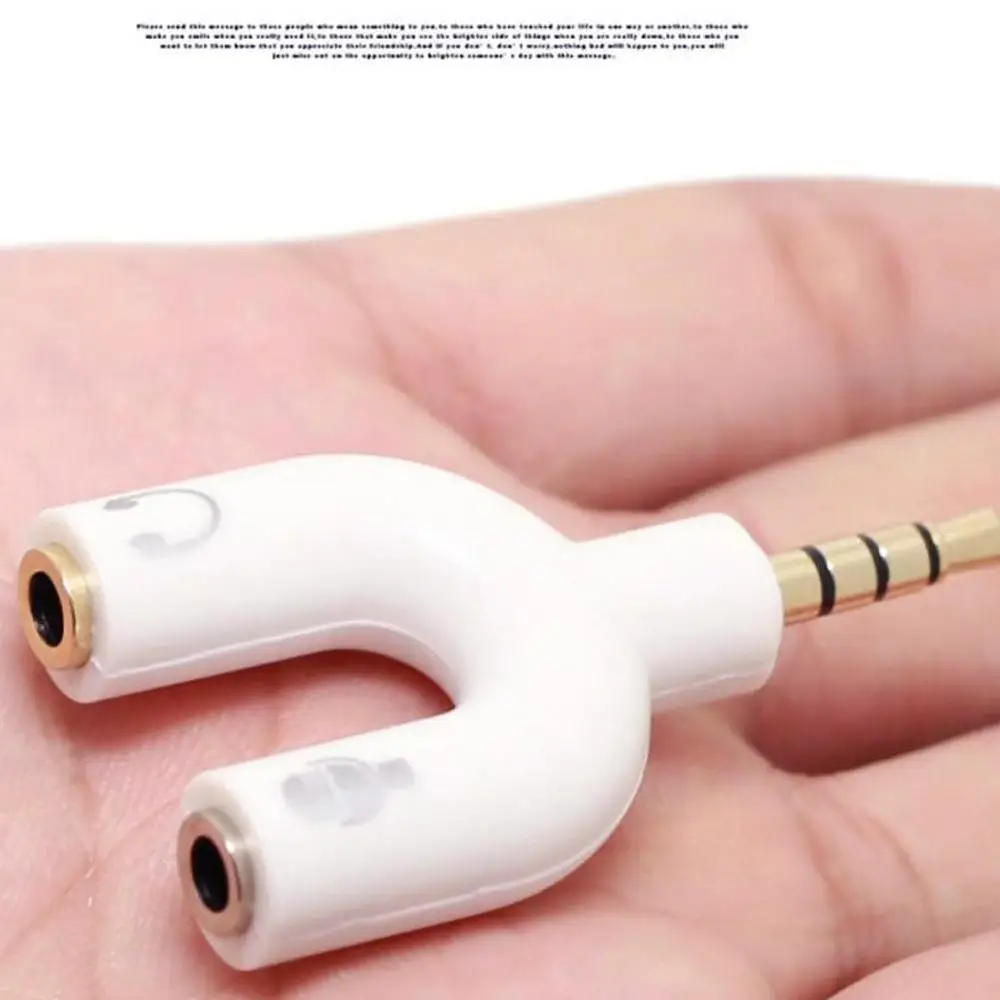 1 pieza de adaptador doble en forma de U de 3,5mm, enchufe para auriculares, Cable de Audio, divisor de micrófono, conector giratorio 2 en 1, adaptador de enchufe