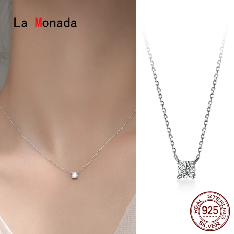 La Monada-collar de plata de 38 + 4,8 cm para mujer, joyería de plata fina 925, colgantes minimalistas para el cuello, cadenas de plata 925 para mujer