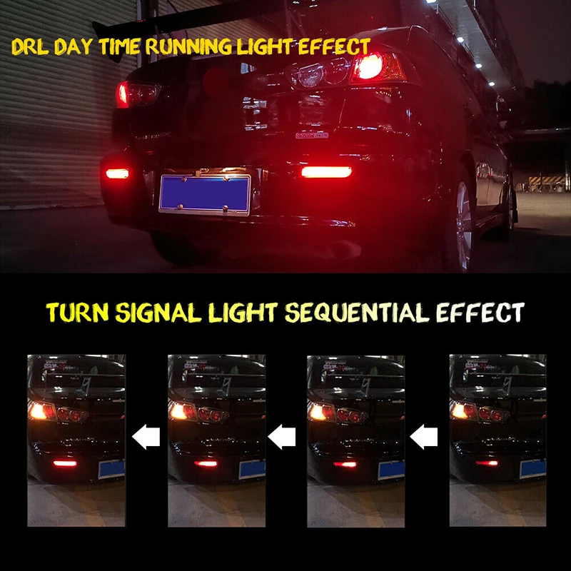 2x para Mitsubishi Lancer Evo X Outlander Reflector rojo trasero LED parachoques freno parada luz de marcha luces antiniebla luz de giro