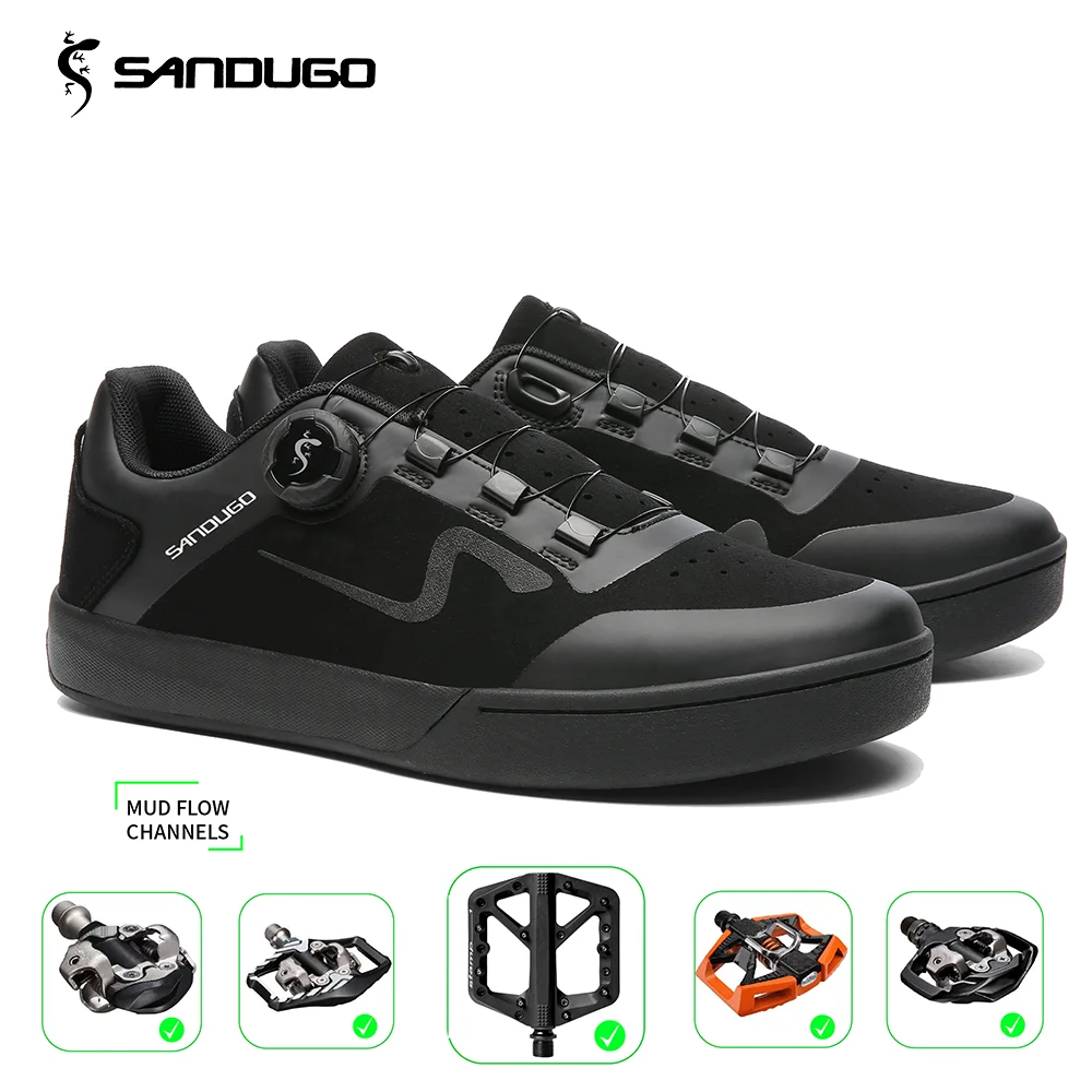 Las zapatillas de enduro D/H para bicicleta de montaña Sandugo son adecuadas para todos los pedales SPD y planos. Tela de alta calidad.