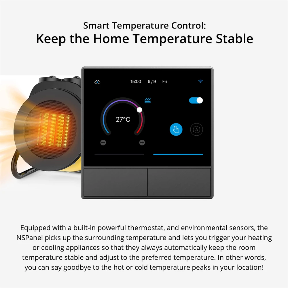 SONOFF NSPanel interruptor de pared de escena inteligente HMI Panel UE/EE. UU. termostato de Control múltiple pantalla meteorológica en tiempo Real a través de la aplicación eWeLink