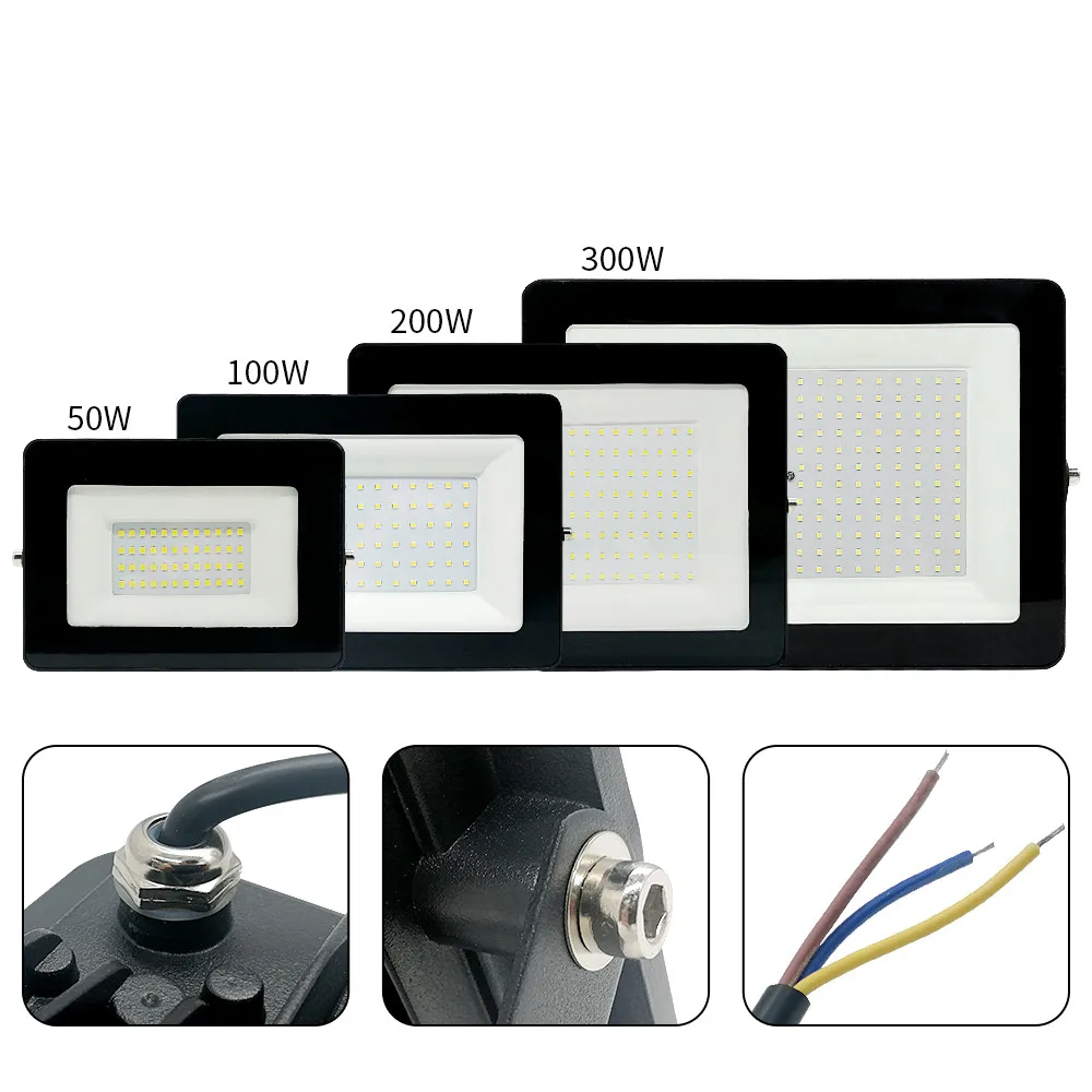 Reflector LED 300W 200W 100W 50W AC 220V lámpara de proyector IP67 Reflector foco led exterior iluminación exterior foco luz de inundación
