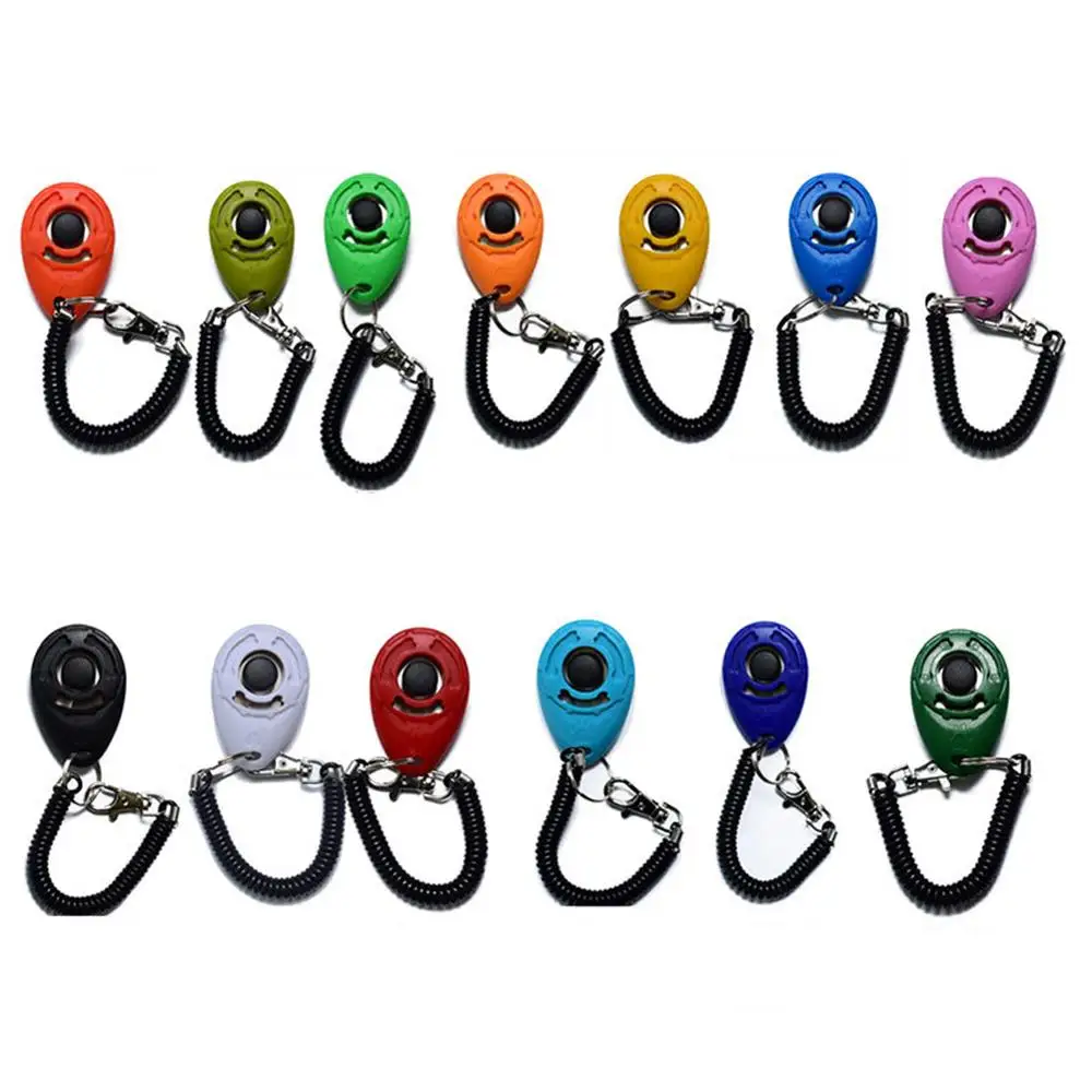 Productos para mascotas, Clicker de entrenamiento para perros y gatos, plástico, nuevos perros, ayuda para entrenador, correa de muñeca ajustable, llavero con sonido, repelente de perros