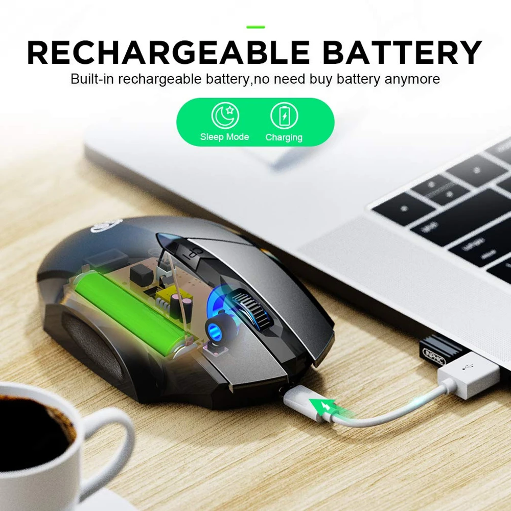 Ratón Compatible con Bluetooth recargable 2,4G INPHIC PM6 ratón inalámbrico soporte silencioso para oficina PC portátil tableta Smartphone Universal
