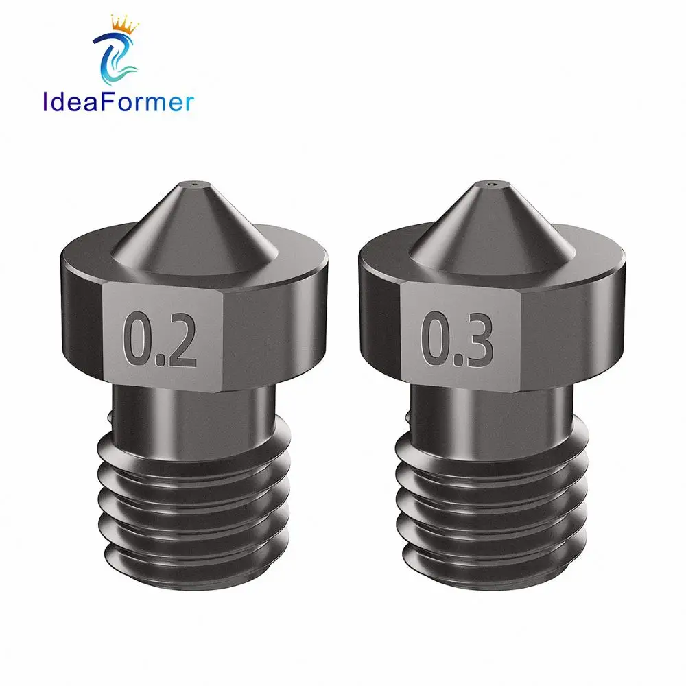 Boquilla V6 de acero endurecido, 0,2/0,4/0,6/0,8/1mm, filamento de 1,75mm, boquilla de impresora 3D M6 para extrusora Ender 3 Hotend Titan Prusa I3 MK3