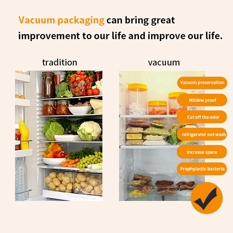 SaengQ bolsas de vacío de cocina para sellador al vacío de alimentos, máquina de embalaje, bolsa de almacenamiento de alimentos, accesorios de cocina sin BPA, 100 unids/lote