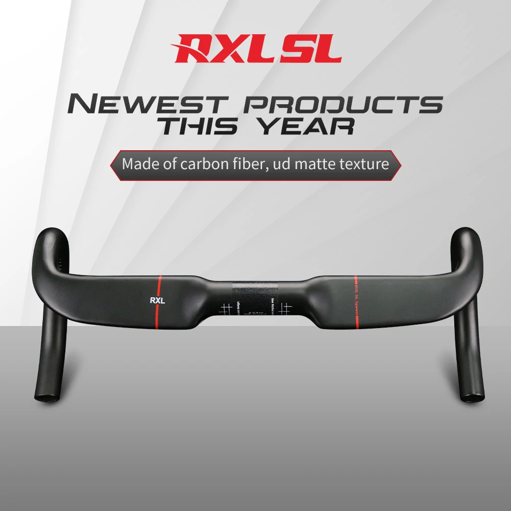 Manillar de velocidad para bicicleta de grava, manillar de carretera de carbono RXL SL 31,8 para enrutamiento interno de bicicleta, barra de mango de caída mate UD