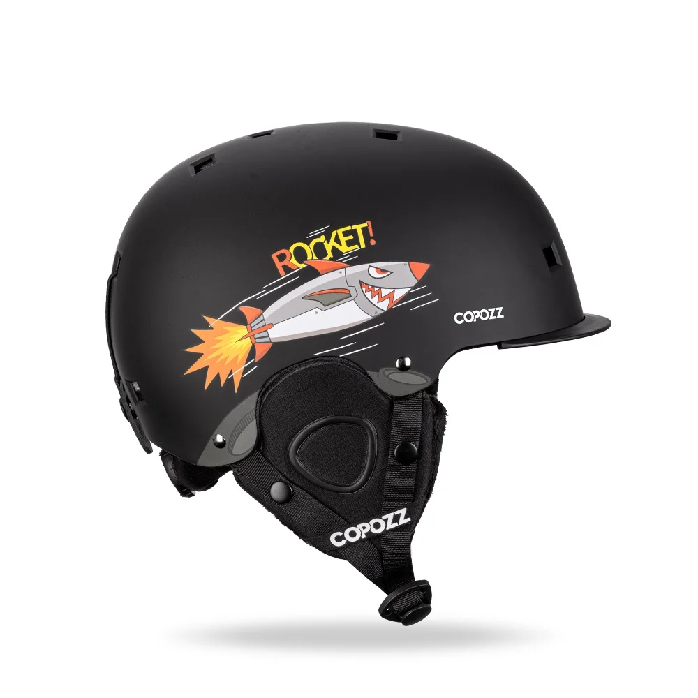 COPOZZ-casco de esquí de dibujos animados para niños, protección de seguridad moldeada integralmente para esquí al aire libre, equipo de esquí