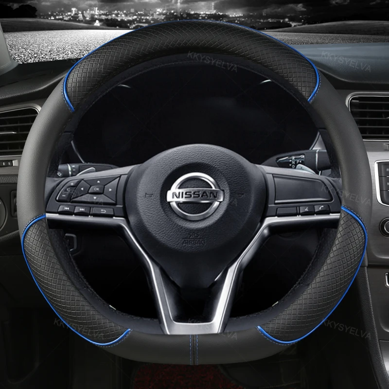Protector para volante de coche tipo D de cuero PU para Nissan x-trail Qashqai Rogue Sport Rogue 2017 2018 2019 2020 2021 Altima Versa
