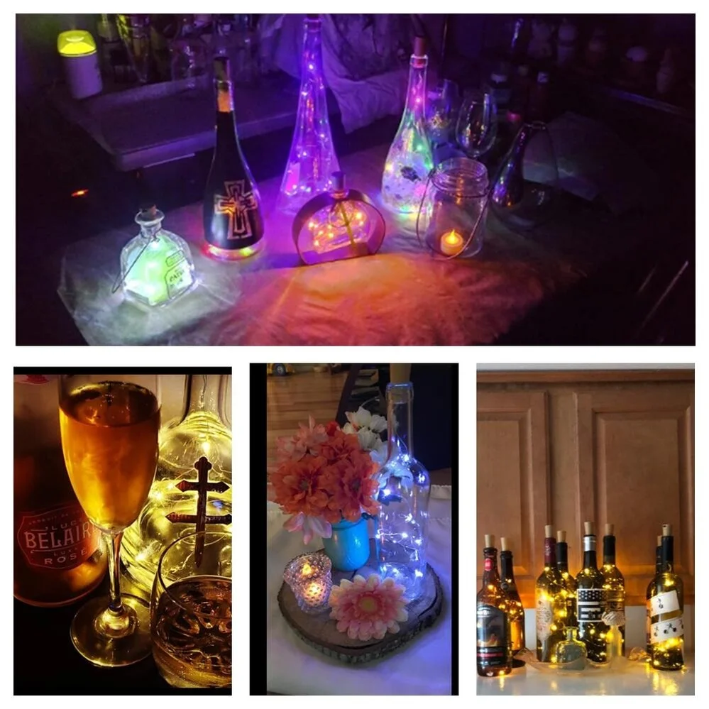 1M 2M 3M LED corcho tapa de botella de vino lámpara cadena de luz alambre de cobre luz de hadas para vacaciones Navidad fiesta decoración de boda