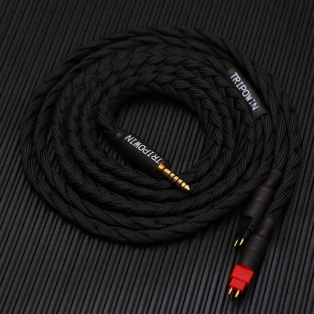 Preorden Tripowin GranVia 26AWG 36 hebras x 4 núcleos Cable de repuesto para auriculares hecho a mano para HD650 HD580 HD800 ANANDA negro