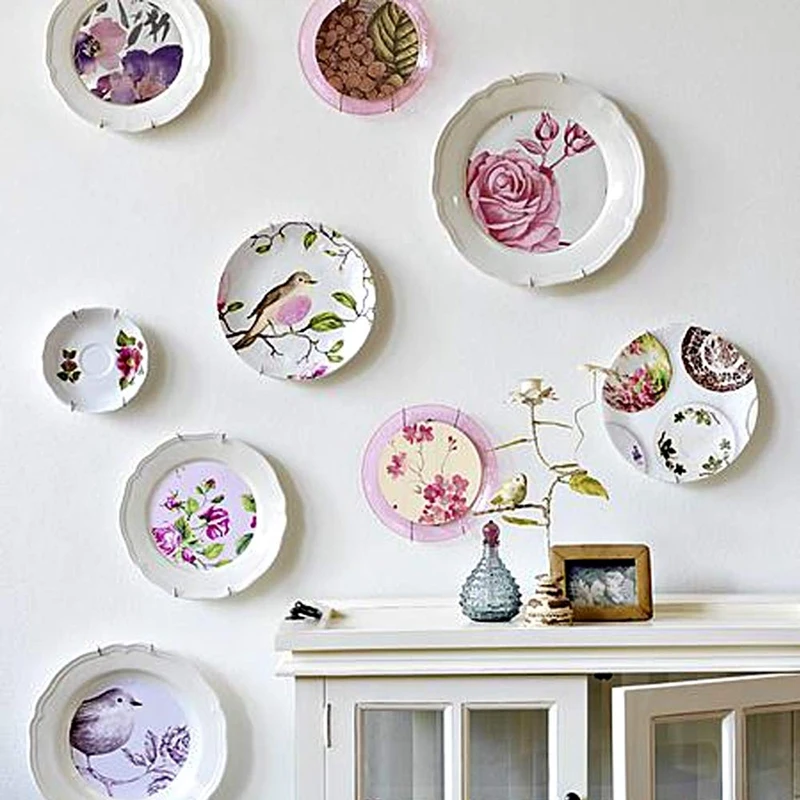 Paquete de 10 perchas de placa de pared de 6 pulgadas y 10 ganchos de pared compatibles con placas decorativas de 5 a 7 pulgadas