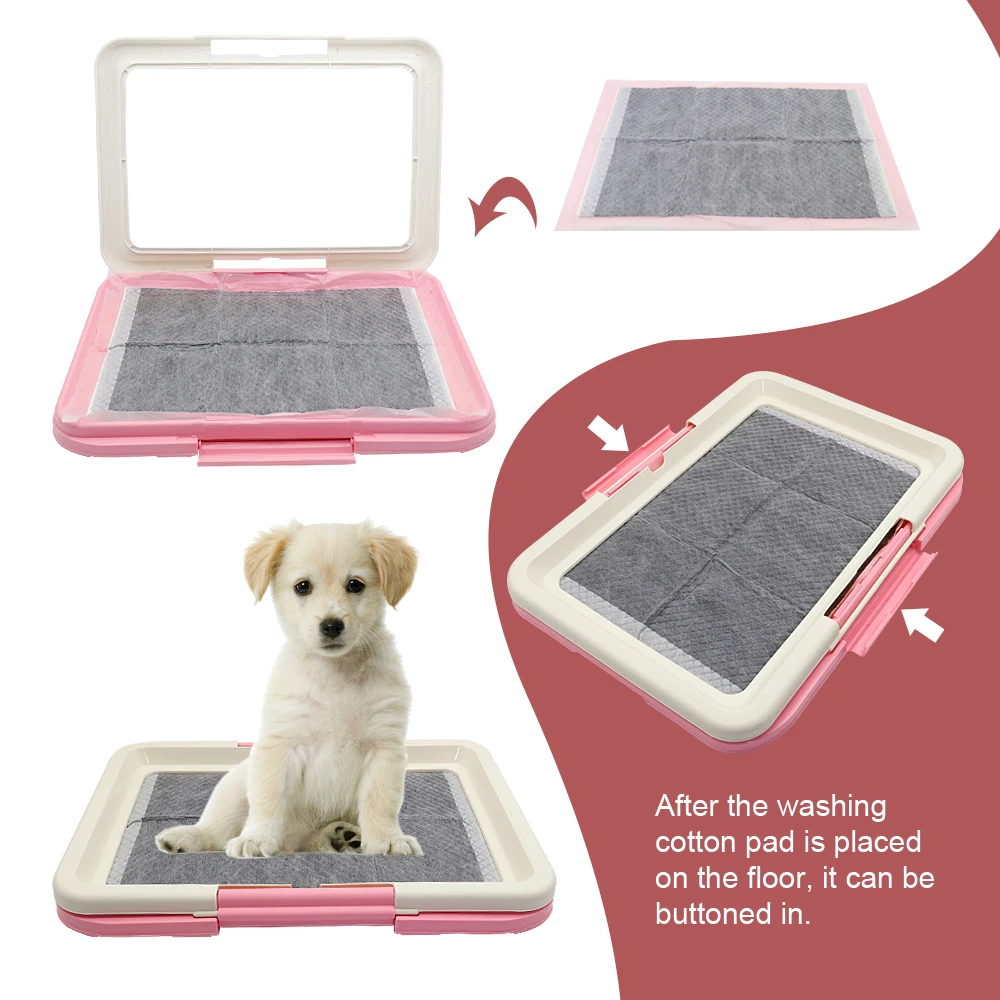 Inodoro portátil de entrenamiento para perros, orinal para interiores, inodoro para mascotas para perros pequeños, gatos, caja de arena para gatos, bandeja de soporte para almohadilla para cachorros, suministros para mascotas