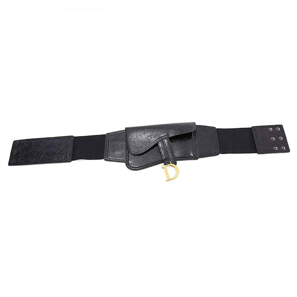 Cinturón de cuero ajustado para mujer, marca de diseñador de lujo, letra D, cinturilla elástica, bolsillo ancho para vestido femenino, faja elegante