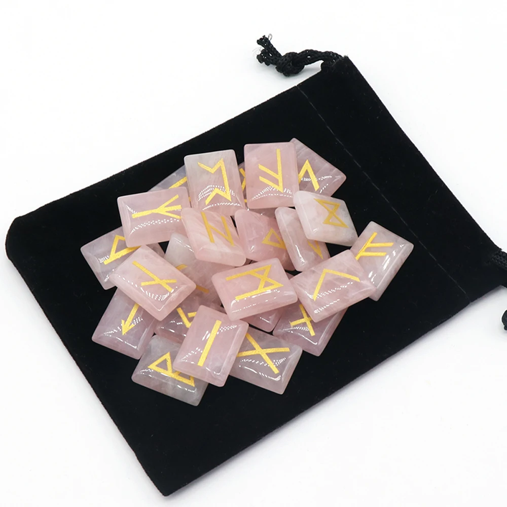 Juego de runas naturales, libro del cielo, piedra de adivinación, Reiki, cristal, ágata, poder, espécimen de adivinación, decoración de regalo curativo, 25 uds.