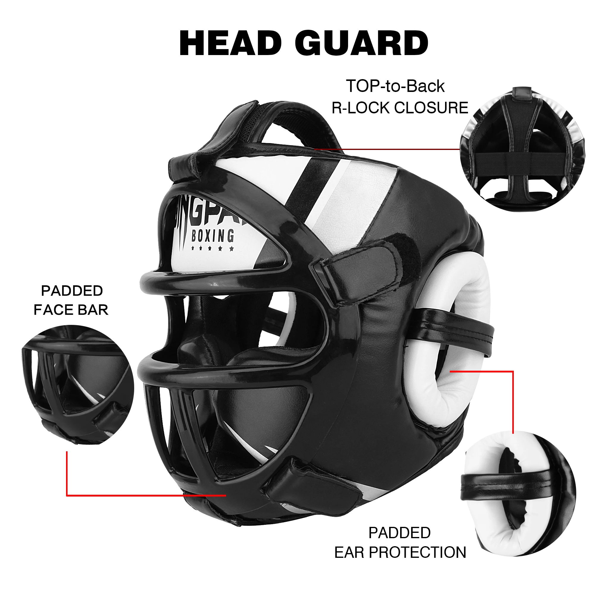 Casco de boxeo de cuero PU de cobertura completa para adultos y niños, protector de cabeza de competición profesional, MMA, Muay Thai, Taekwondo