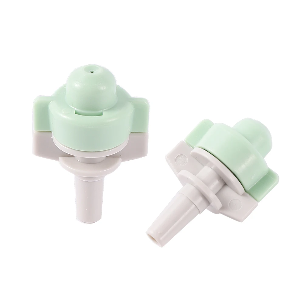 Boquilla de nebulización con puerto de manguera de 4/7mm, Conector de púas, riego de invernadero de jardín, refrigeración, humidificación, pulverizador de atomización, 10 Uds.