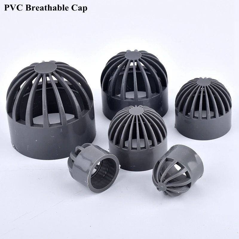 1 ~ 3 uds gris 20 ~ 110mm tapa transpirable de PVC conducto de aire tapa de ventilación acuario permeable tanque de peces filtro de pantalla conector de tubo