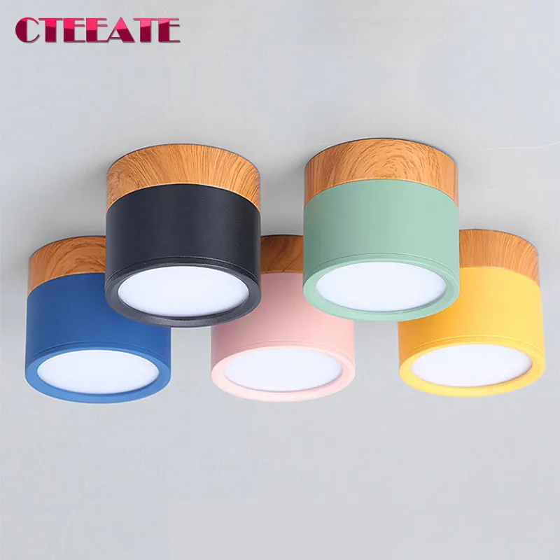 Lámpara LED de Techo Empotrada, 5W 7W 9W 12W 15W 18W, Regulable, Estilo Nórdico, Moderna, de Madera, para Decoración de Interiores