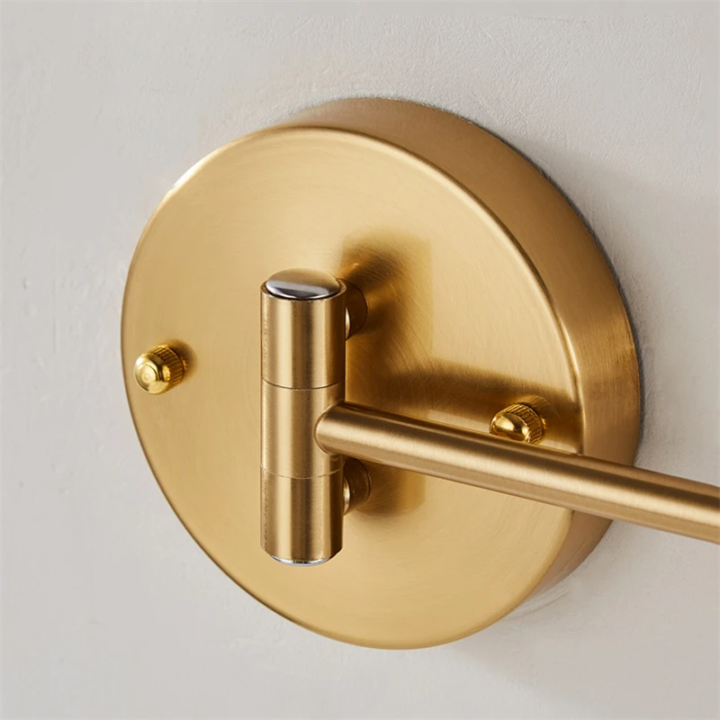 Lámpara de Pared Nórdica para Dormitorio, Lámpara de Pared LED Plegable, Ángulo Ajustable, Dorado/Negro, Iluminación Interior para el Hogar, Lámparas de Noche