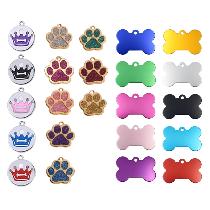 Etiqueta de Nombre de mascota de Metal con grabado láser personalizado, antipérdida, Collar de identificación de perro y gato, placa de identificación de cachorro, colgante, suministros