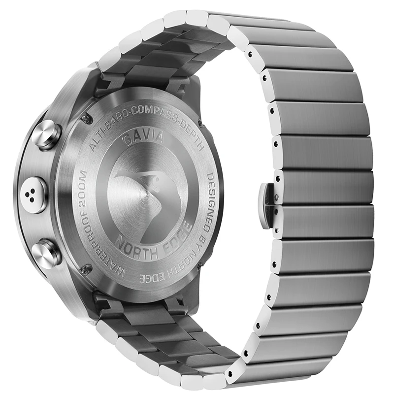 Reloj de buceo NORTH EDGE para hombre, reloj inteligente de lujo de acero completo para el ejército, brújula, altímetro, barómetro, reloj Digital resistente al agua 200m