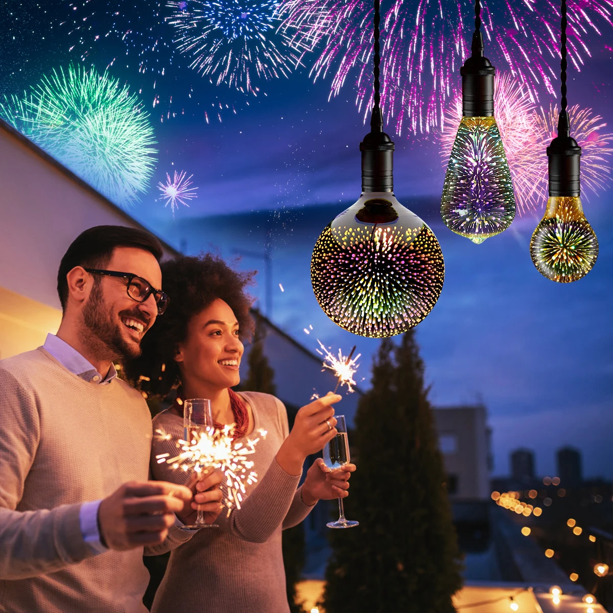 Bombillas LED Incandescentes Vintage con Efecto 3D, Lámpara Edison Retro E27 AC110V-220V, Bombilla Decorativa para Fiestas G80 G125
