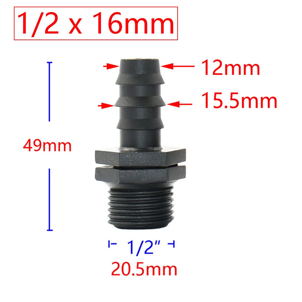 4 Uds 1/2 "3/4" 1 "conector de rosca macho hembra a púas 8mm 16mm 20mm 25mm 32mm adaptador de manguera de PE sistema de riego de jardín