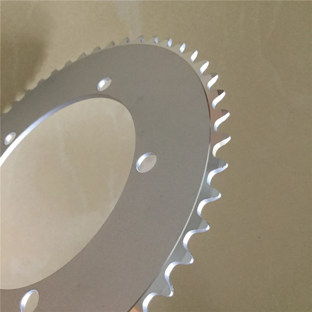 Plato de Cadena para Bicicleta de Pista y Piñón Fijo, 130 MM BCD, 44T 46T 48T 50T 52T 53T, para Bicicleta Fixie de Una Velocidad, Plateado