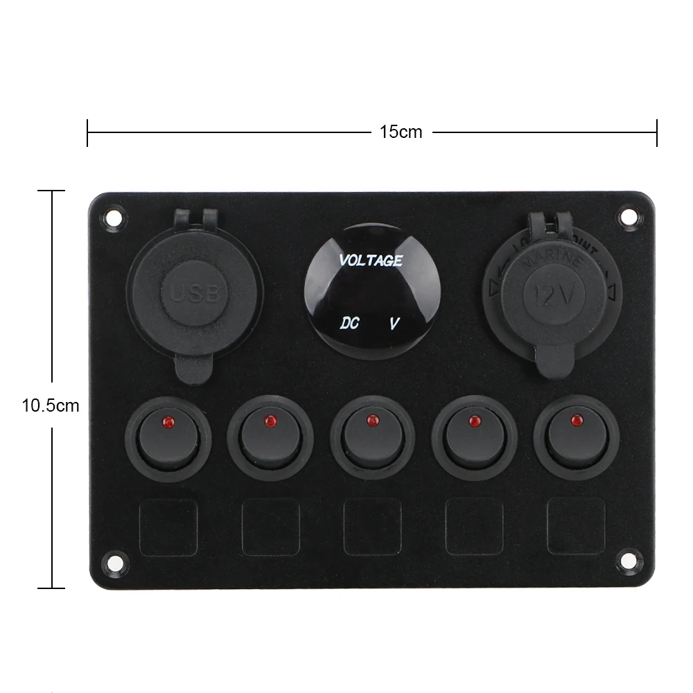 Panel de interruptor LED de 12V, 24V, 5 botones, cargadores USB, calibre de 3,0 voltios para coche, barco, camión, remolque, accesorios para caravana
