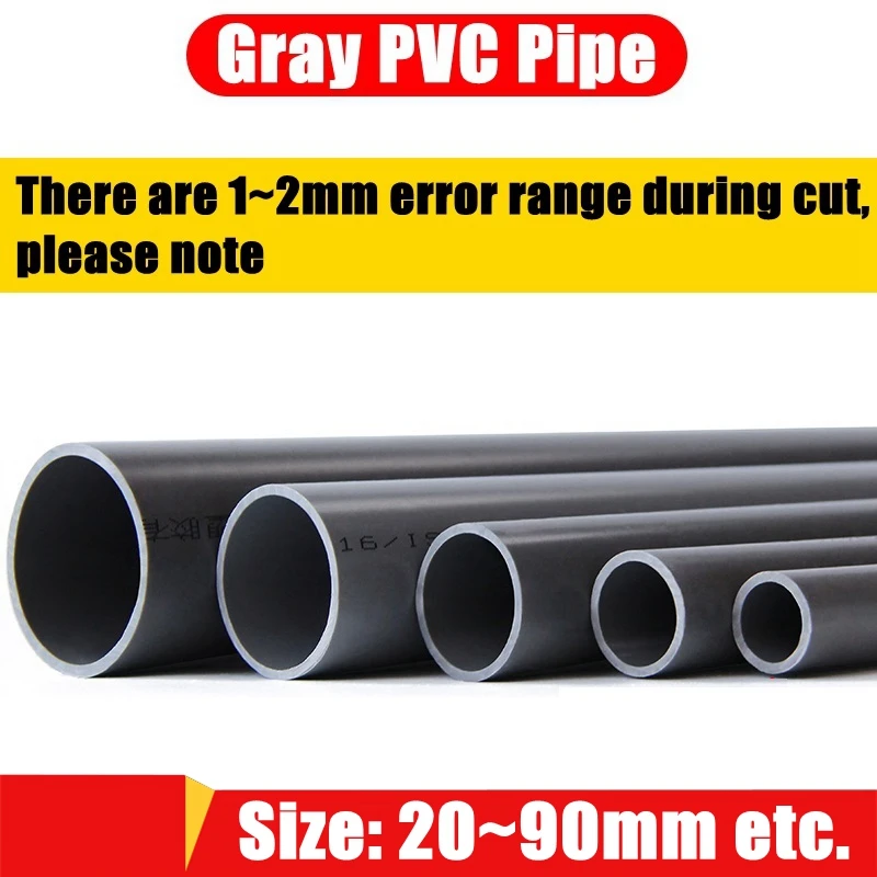 Tubo UPVC gris O.D 20 ~ 32mm, tubo para acuario, pecera, marco de plantación hidropónica, tubo Experimental, accesorios de jardín de 50CM de largo, 1 ud.