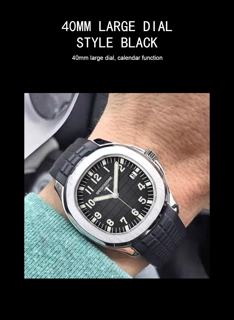Relojes mecánicos automáticos de marca Specht & Sohne, relojes de pulsera deportivos, zafiro verde luminoso, resistente al agua hasta 50M, reloj Masculino
