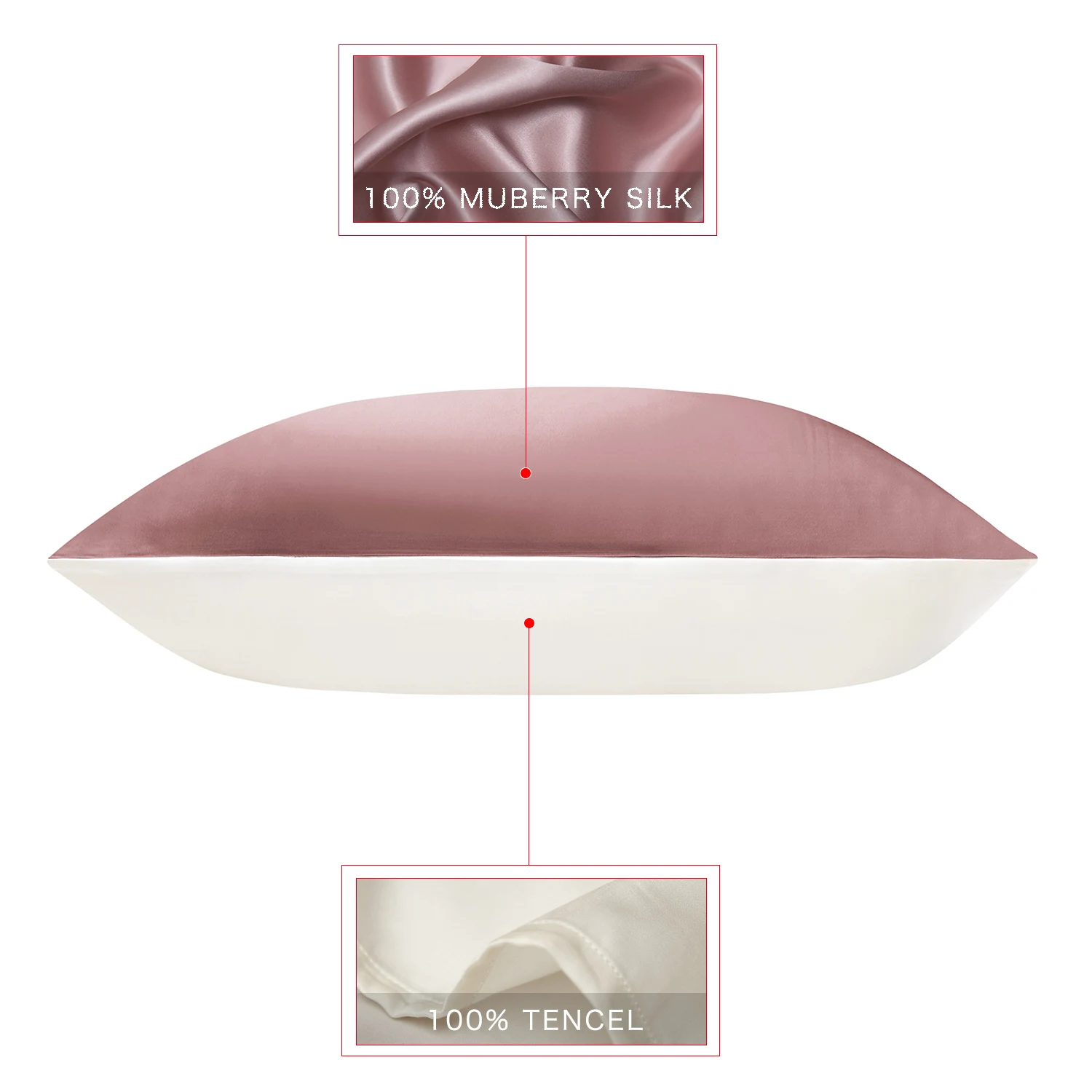 Funda de Almohada de Seda DISANGNI de una Sola Cara para Cabello y Piel, 100% Seda de Morera Pura en la Parte Delantera y Lyocell Transpirable en la Parte Trasera, 1 Pieza