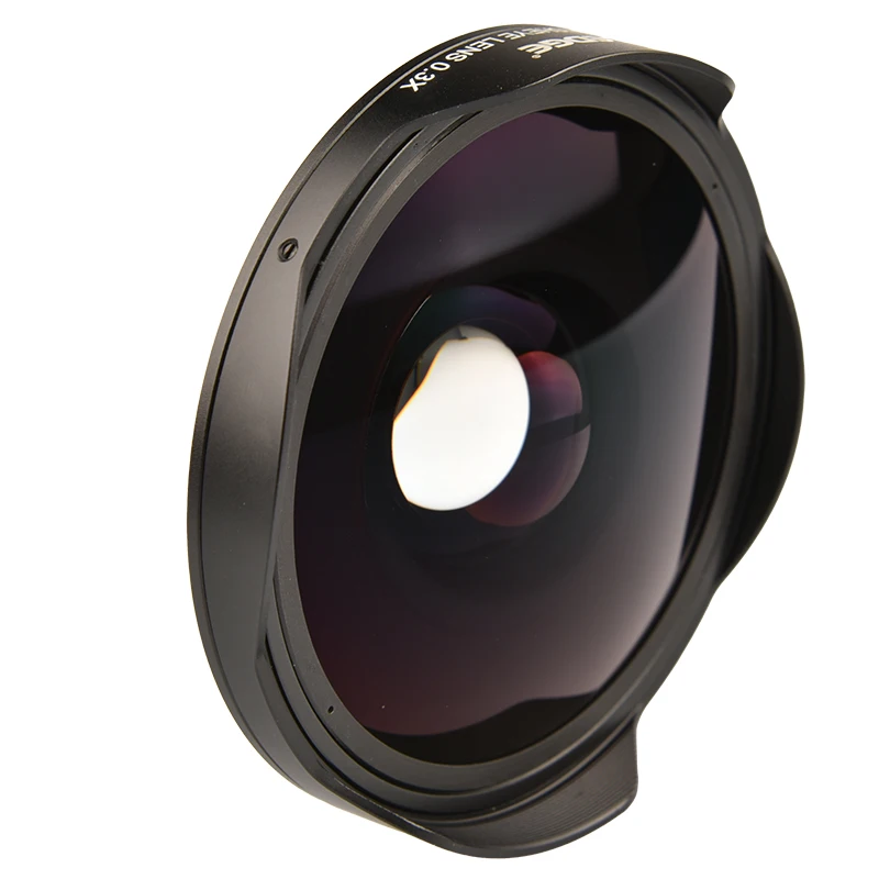 Adaptador de lente VELEDGE Ultra ojo de pez 37MM/43MM 0.3X HD adaptador de lente ancha ojo de pez con capucha solo para cámaras de vídeo videocámaras