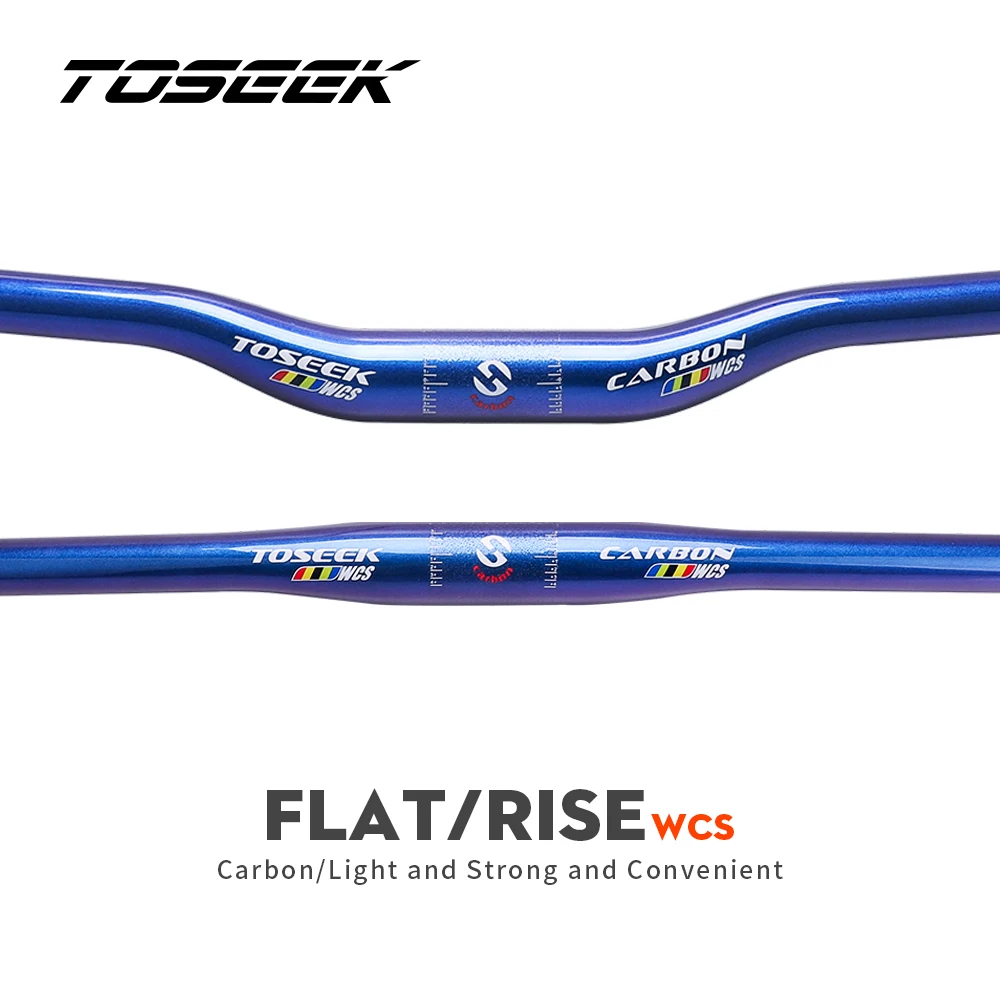 TOSEEK-Manillar de carbono WCS para bicicleta de montaña, 31,8x580-760mm, deslumbrante, azul a morado