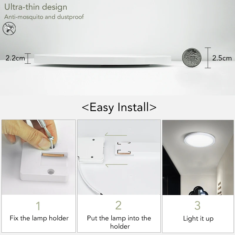MARPOU-lámparas de techo LED para sala de estar, ultrafinas, color blanco frío, 9W, 13W, 18W, 24W, accesorio de iluminación, luces de techo para dormitorio y cocina