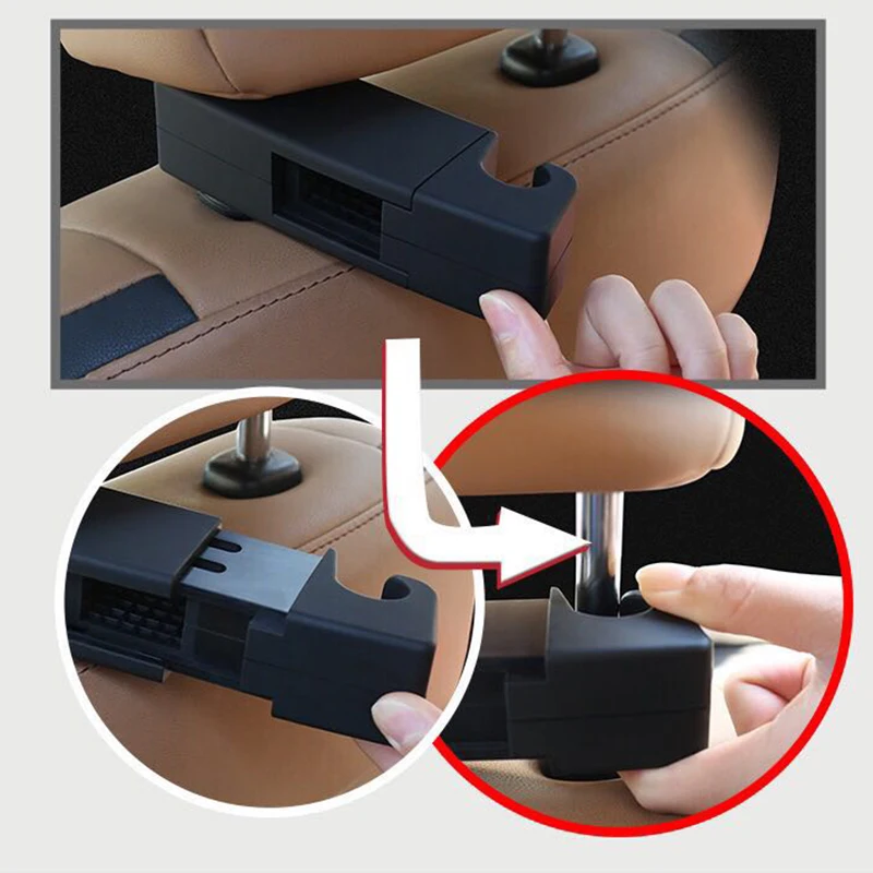 Perchas de cuero PU suave de alta calidad para trajes, abrigos y chaquetas, para el reposacabezas del asiento trasero del coche, con asa de seguridad y gancho para colgar