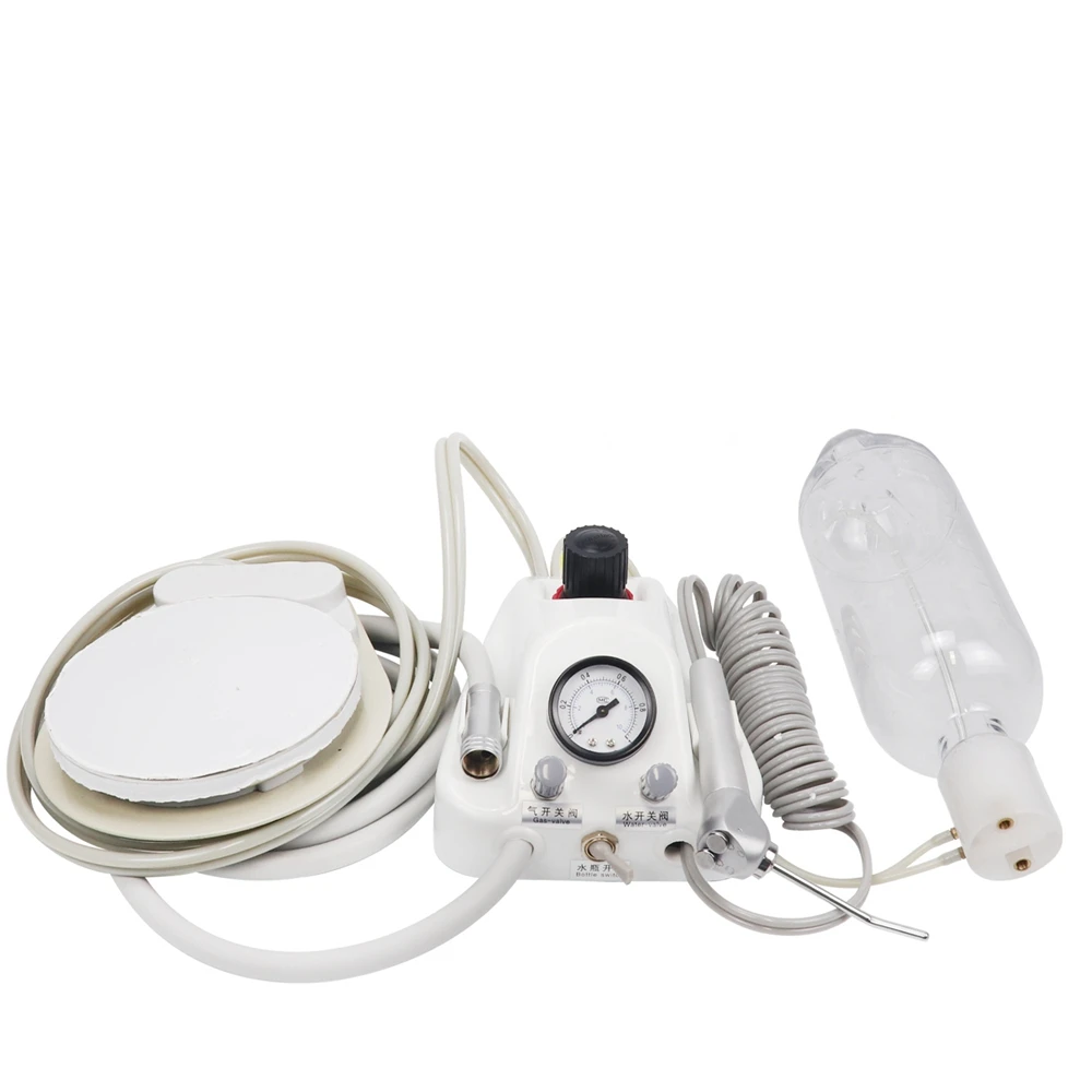 Unidad de turbina Dental portátil, con compresor de aire, jeringa de 3 vías, 2/4 orificios, tubo de mano, equipo de odontología, carcasa de plástico