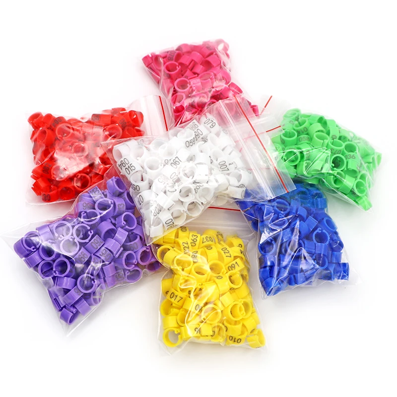100 Uds. Anillo para pies de pájaros, anillos de Clip de plástico para pájaros, palomas, codorniz, anillo para pies, transportador de animales de granja, accesorios para palomas, suministros para pájaros