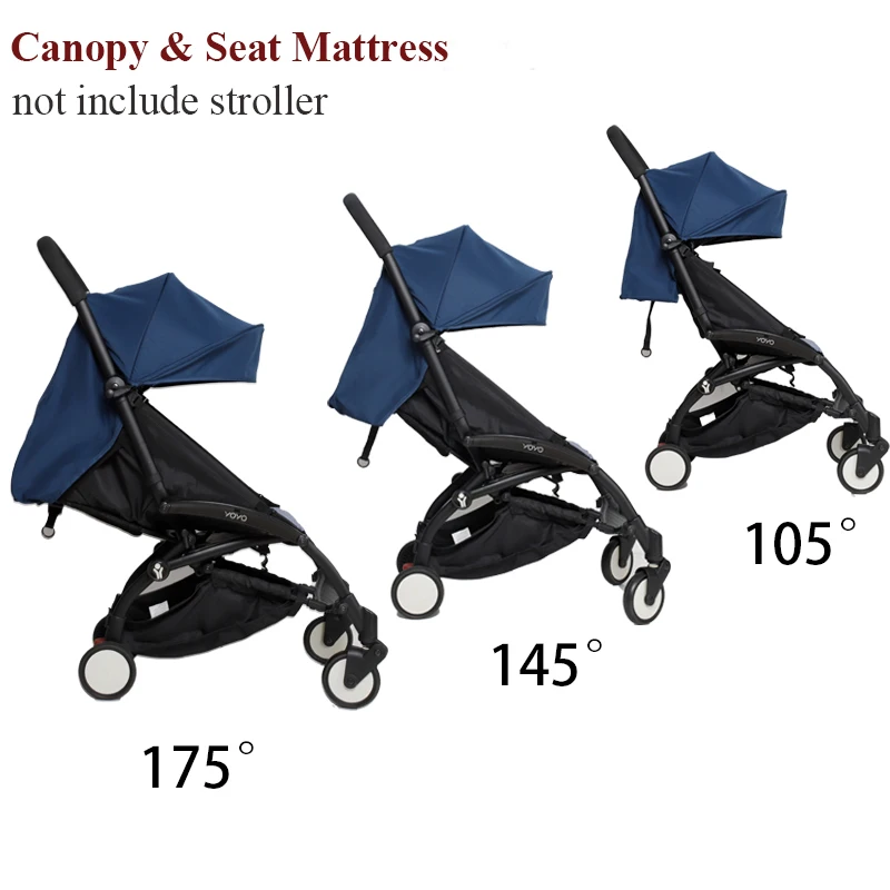3 unids/set 175 °   Funda de dosel, cojín de asiento, accesorios de cochecito ajustables para Yoya/Babythrone YOYO, colchón de asiento con sombrilla