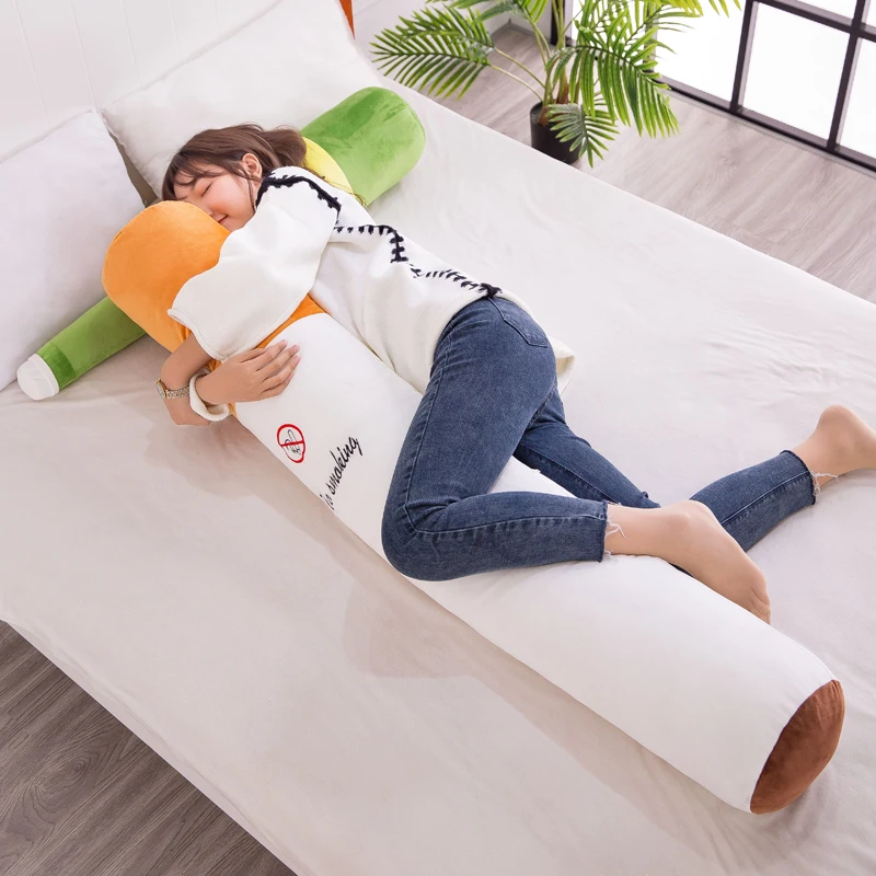 30-110cm creativo fumar cojín cilíndrico para dormir almohada para cigarrillos juguetes de peluche de sonrisa moda novio regalo de cumpleaños