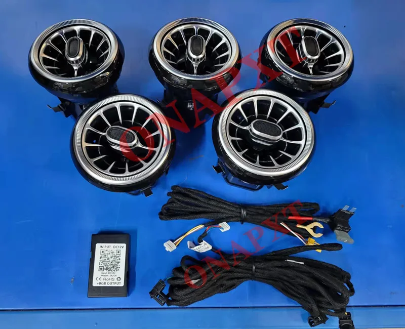 LED para Benz A/C/E/S/V/CLA/GLA/GLC W176 W205 W213 W222 W447 W117 W156 X253 boquilla de aplicación Bluetooth luz ambiental turbina de ventilación