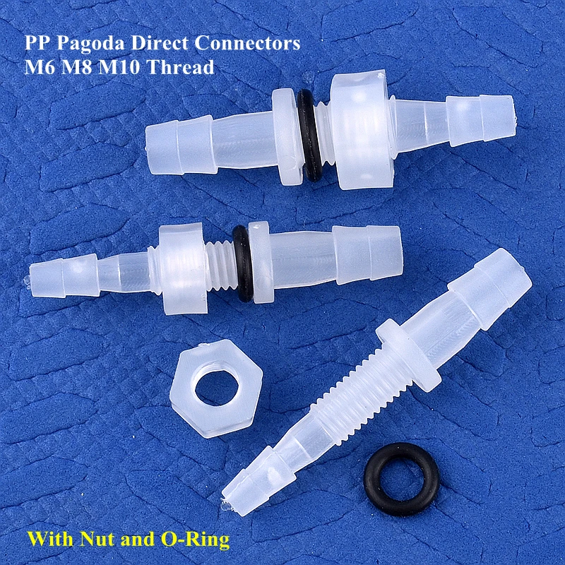 5 ~ 200 Uds M6 ~ M10 a 3 ~ 8mm PP Pagoda conectores directos tuerca hexagonal ​ Adaptador de bomba de aire para tanque de acuario con junta tórica, juntas de manguera de placa