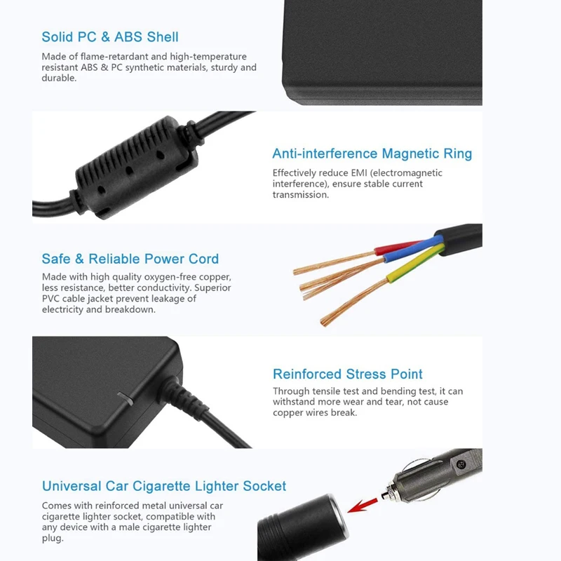 Adaptador de corriente para coche, enchufe para encendedor de cigarrillos, convertidor de corriente, adaptador de CA DC 110V/220V a 12V 15A, encendedor de alimentación para el hogar