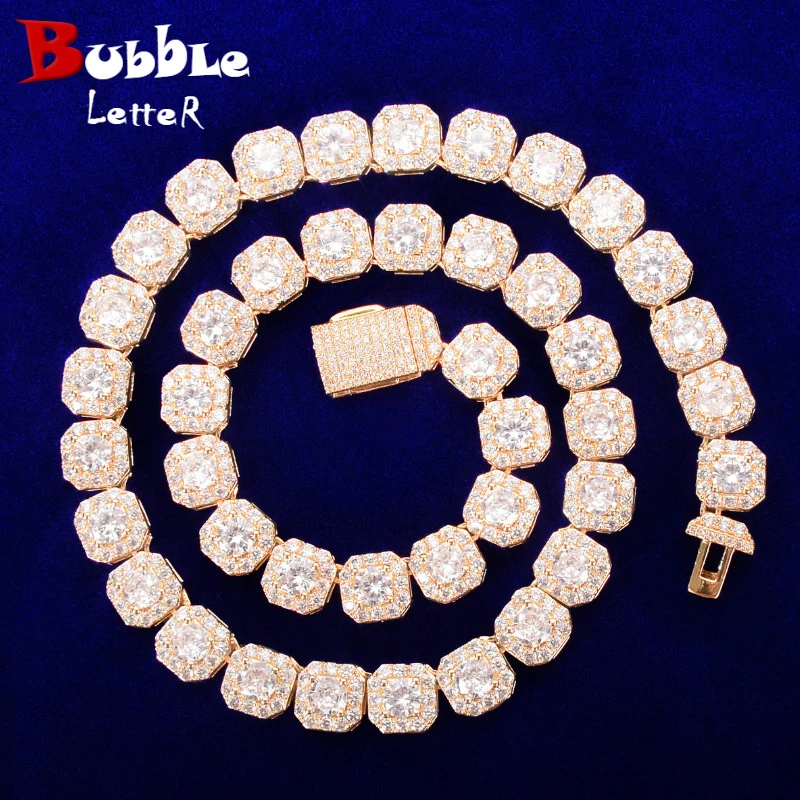 Cadena de tenis con letras de burbujas para hombres, collar de Hip Hop, circonita, cobre, Color dorado, joyería Rock, tendencia 2021