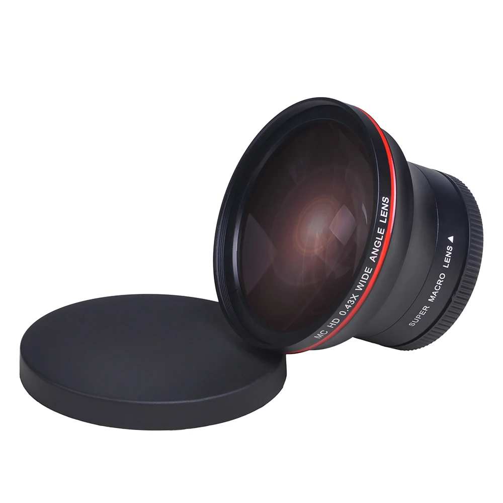 52 55 58MM 0,43x lente de cámara gran angular HD profesional Macro para Canon EOS Rebel 77D T7i T6s T6i T6 T5i T5 T4i T3i T3 SL1 1100D